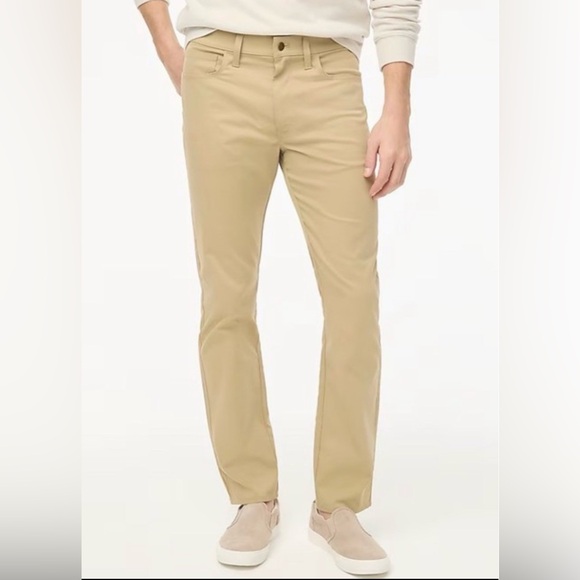 NWT J.Crew Men's Khaki Five-Pocket Tech Straight Flex Pants Chinos